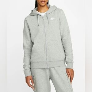 Nike Womens Size Small Light Grey Zipup Hoodie Longsleeved Cotton Sweater